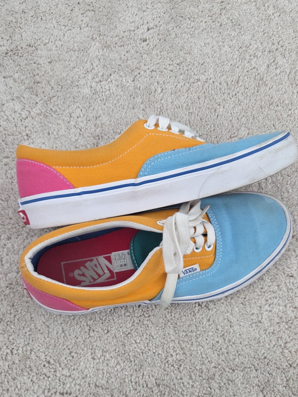 Vans Unisex Colorblock Low-Top Sneakers — Light Blue, Yellow & Pink